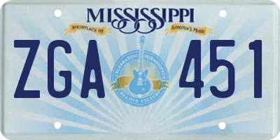 MS license plate ZGA451