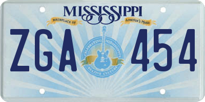 MS license plate ZGA454