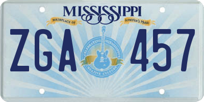MS license plate ZGA457