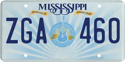 MS license plate ZGA460