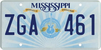 MS license plate ZGA461