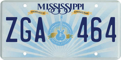 MS license plate ZGA464