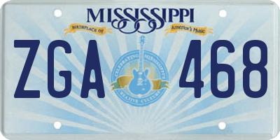 MS license plate ZGA468