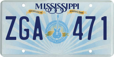 MS license plate ZGA471