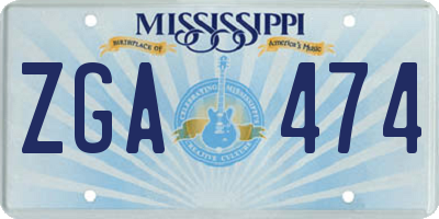 MS license plate ZGA474