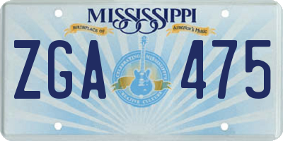 MS license plate ZGA475