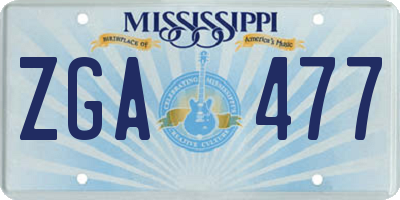 MS license plate ZGA477