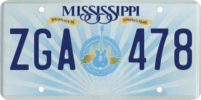 MS license plate ZGA478