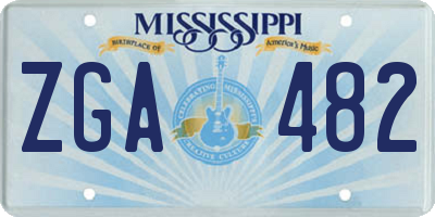 MS license plate ZGA482