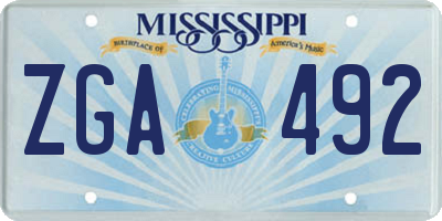MS license plate ZGA492