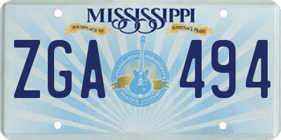 MS license plate ZGA494