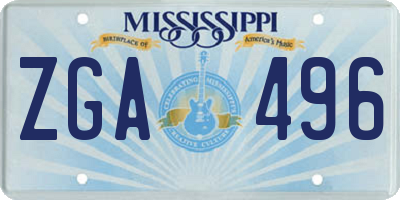 MS license plate ZGA496