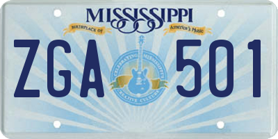 MS license plate ZGA501