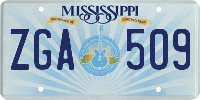 MS license plate ZGA509