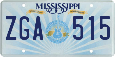 MS license plate ZGA515