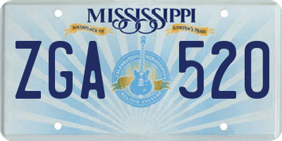 MS license plate ZGA520