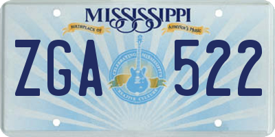 MS license plate ZGA522