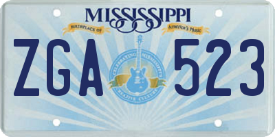 MS license plate ZGA523