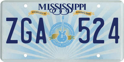 MS license plate ZGA524