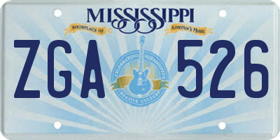 MS license plate ZGA526