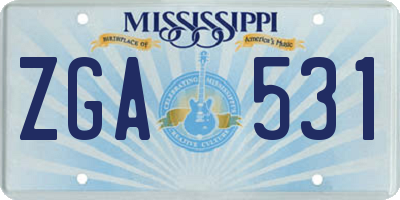 MS license plate ZGA531