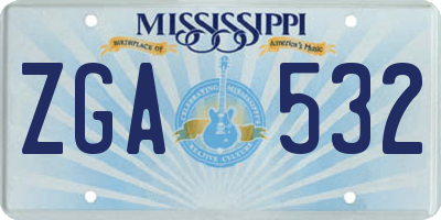 MS license plate ZGA532