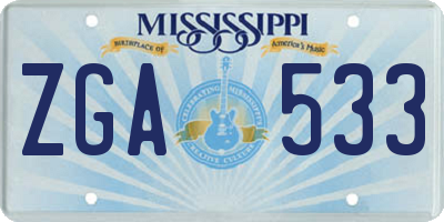 MS license plate ZGA533