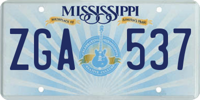 MS license plate ZGA537