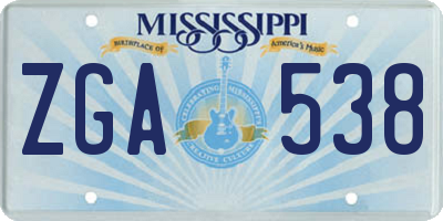 MS license plate ZGA538