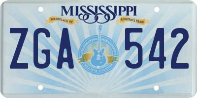 MS license plate ZGA542
