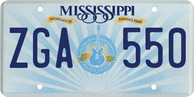 MS license plate ZGA550