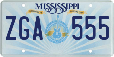 MS license plate ZGA555