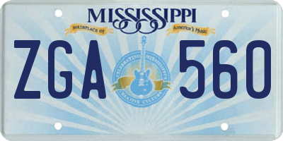 MS license plate ZGA560