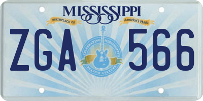 MS license plate ZGA566