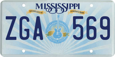 MS license plate ZGA569