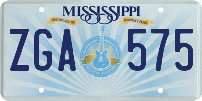 MS license plate ZGA575