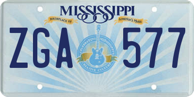 MS license plate ZGA577