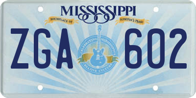MS license plate ZGA602