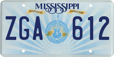 MS license plate ZGA612