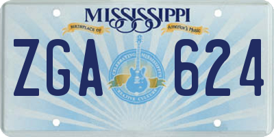 MS license plate ZGA624