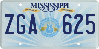 MS license plate ZGA625