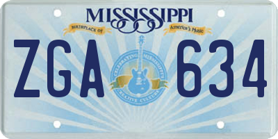 MS license plate ZGA634