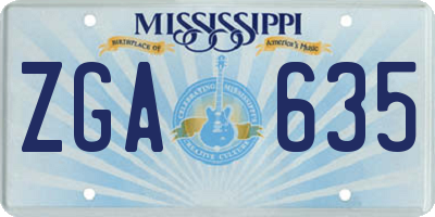 MS license plate ZGA635