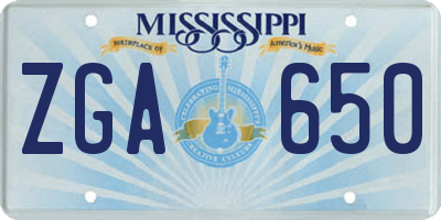 MS license plate ZGA650