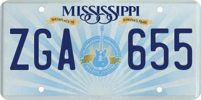 MS license plate ZGA655