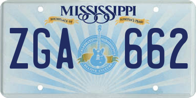 MS license plate ZGA662