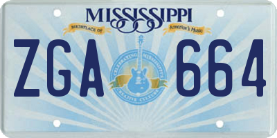 MS license plate ZGA664