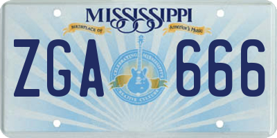 MS license plate ZGA666