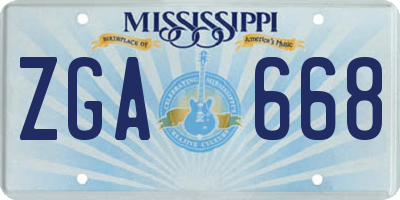 MS license plate ZGA668