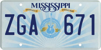 MS license plate ZGA671